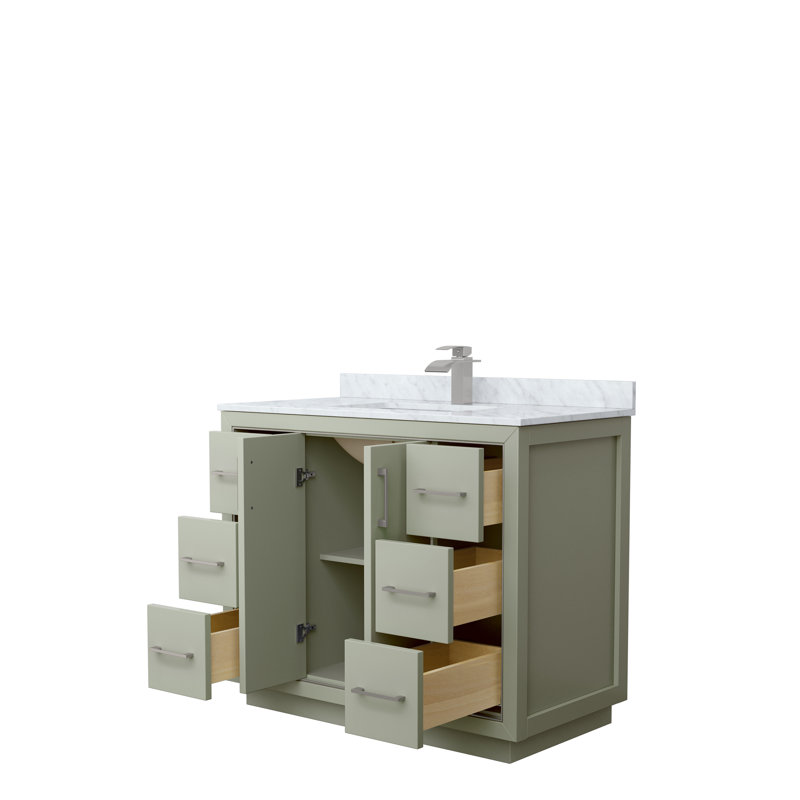 Icon 42" Single Bathroom Vanity Set, Brushed Nickel, Light Green
