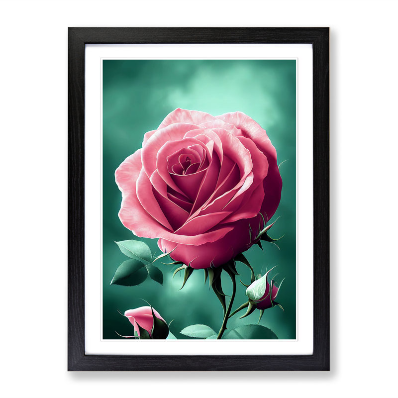 Rose Traditional Vol.3 - Single Picture Frame Painting, 46cm H x 34cm W x 2cm D, Black