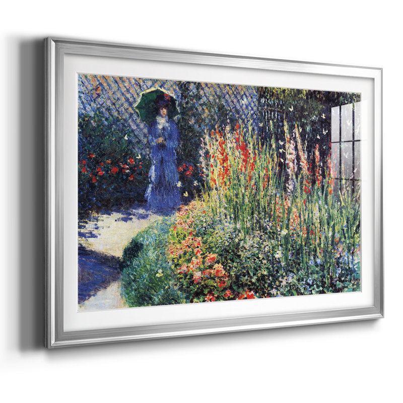 «Gladiolas», impression encadrée sur papier par Claude Monet, Argent, H 27 po x l 39 po x P 1,5 po