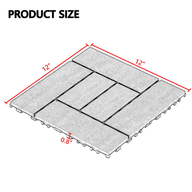 Carreaux de terrasse pour patio 12 po x 12 po Zz Style, Brun