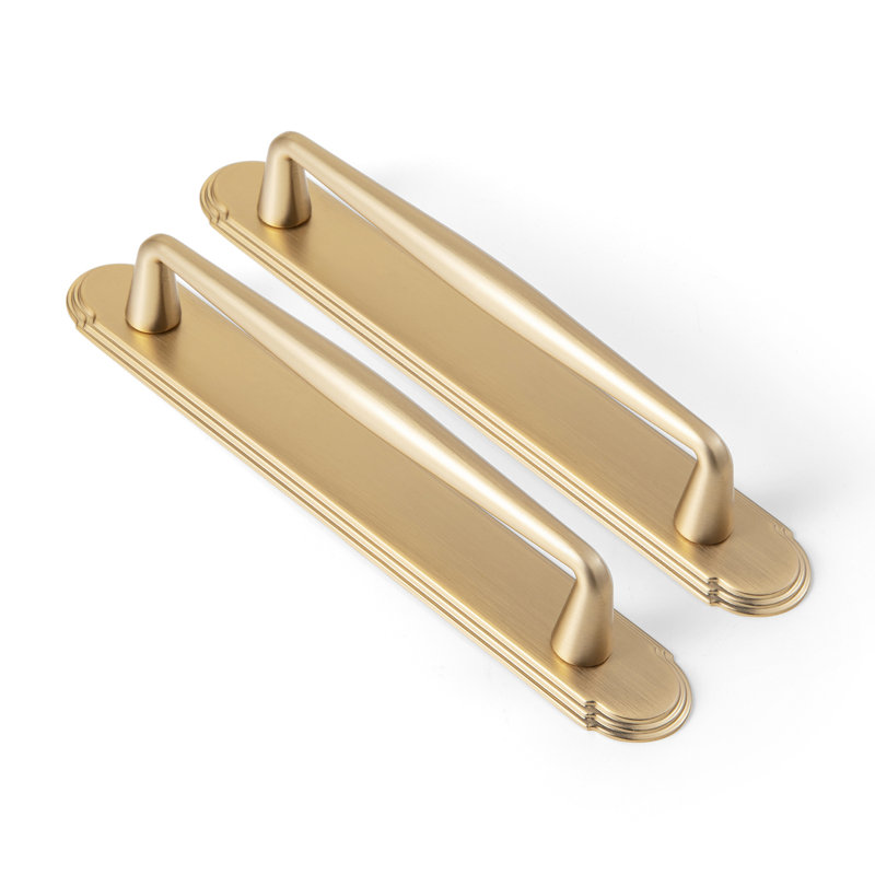 Solid Spindle Bar Pull With Backplate(G014) Multipack, 7 3/5", Champagne Bronze