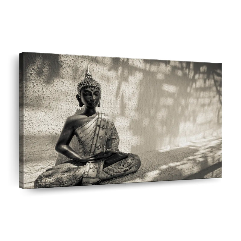Bouddha bouddhiste BW, impression sur toile, H 8 po x l 12 po x P 1 po