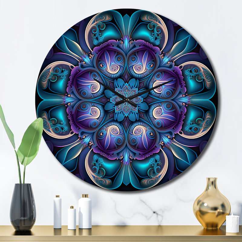 Horloge murale céleste céleste en mystérieux mauve et bleu IV, Grand