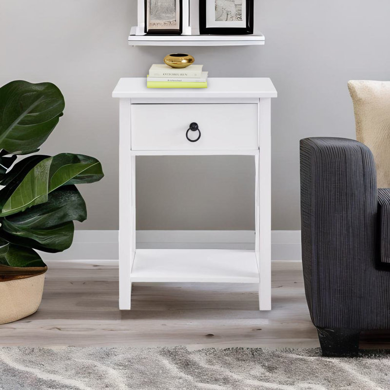 Mutchler Small Night Stand with Storage Shelf and Drawer, Nightstand for Bedrooms, Living Room End Table, End Table with Storage, Side Table with Drawers