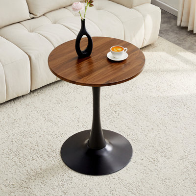 Table de salle à manger ronde, table tulipe circulaire avec plateau de table épaissi et piédestal en métal, table bistro moderne Mid-Century pour la cuisine, les petits espaces, le salon, le café