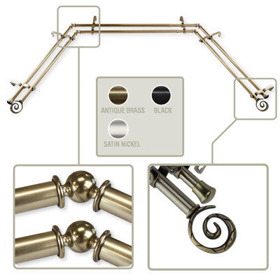 Steel Adjustable Bay Window Double Curtain Rod
