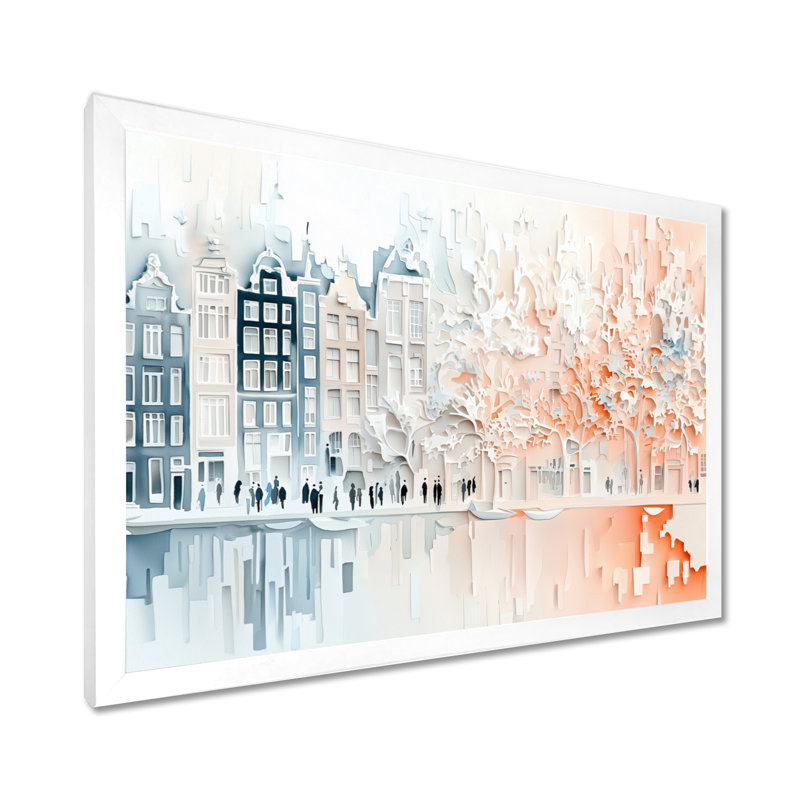«Amsterdam Colors Of Summer I», reproduction sur toile, 30" H x 40" W, Single Picture Framed Print without Mat, Blanc