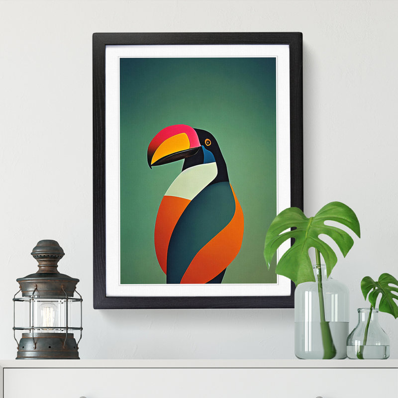 FRM-V0523-2524X Toucan Abstract Vol.2 1 Piece Single Picture Frame Wall Art, 34cm H x 25cm W x 2cm D, Walnut
