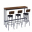 Ensemble de longue table de bar avec 3 tabourets de bar rembourrés en polyuréthane, table de bar industrielle et chaises de salle à manger-352754885-352754884