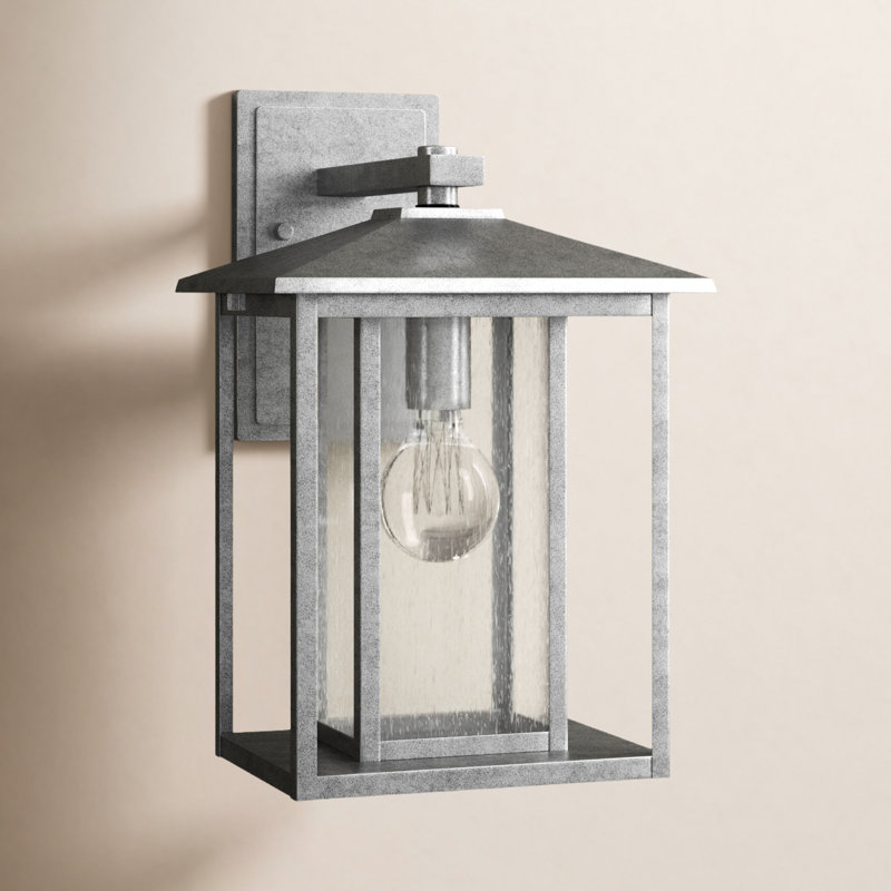 Lanterne murale d'extérieur 1 lumière Vermont, A19 100 W moyen, H 14 po x l 9 po, Étain patiné