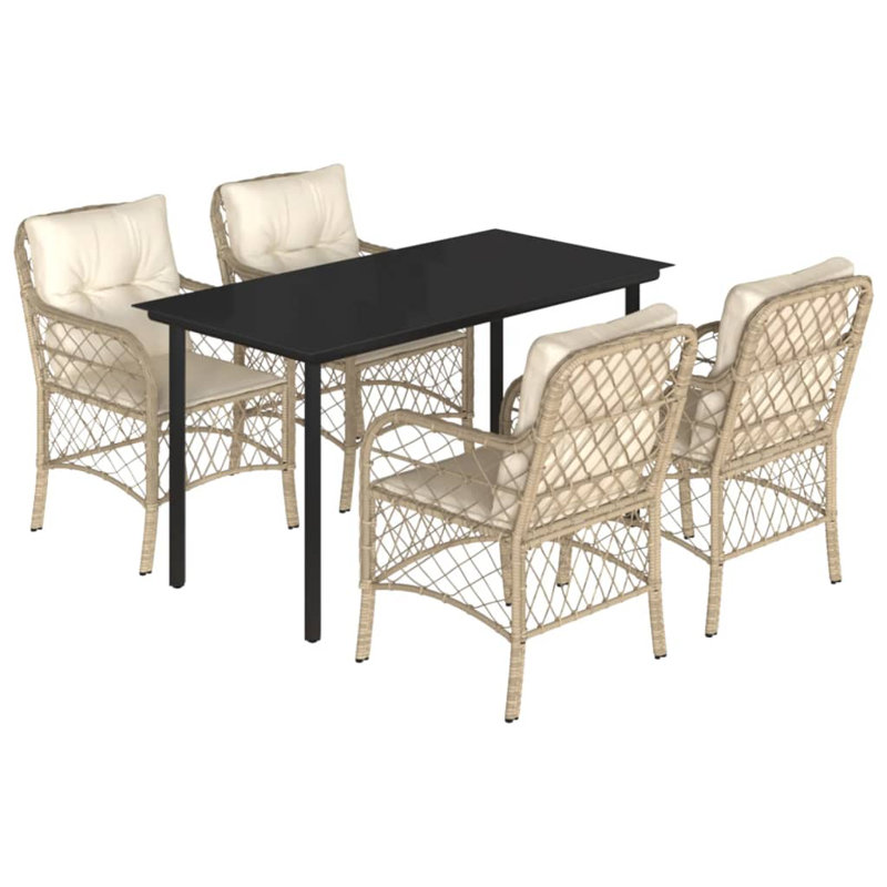 Ensemble bistro avec coussins en polyester Latitude Run®, H 29,1 po x l 55,1 po x P 27,6 po, Beige, 4