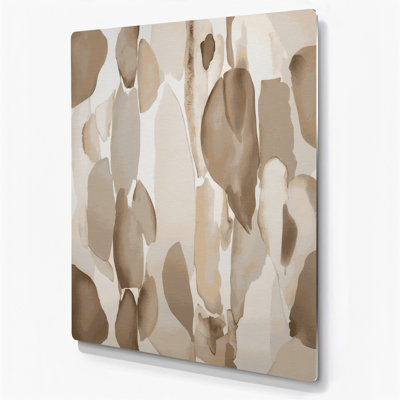 Abstract Watercolor 3 Beige Metal Wall Art
