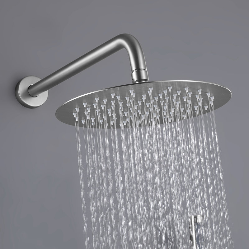 Système de douche à pluie mural 10 po avec douchette rotative à 360 ° et douche à main, Nickel brossé
