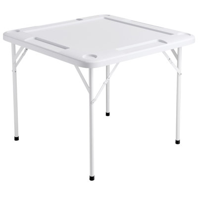 4 Player Folding Mahjong Card Table with 4 Cup Holders & 4 Chip Trays, Portable Game Table for Mahjong, Poker & Card Games