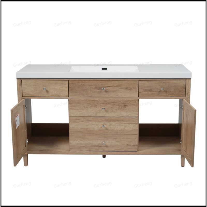 Meuble-lavabo 60 po avec lavabo SMC et pieds roses