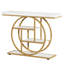 Console industrielle de 41,3 po, canapé d'entrée à 4 niveaux avec base circulaire, table d'appoint moderne étroite avec rangement pour le salon, le couloir, le vestibule, la finition blanche et dorée