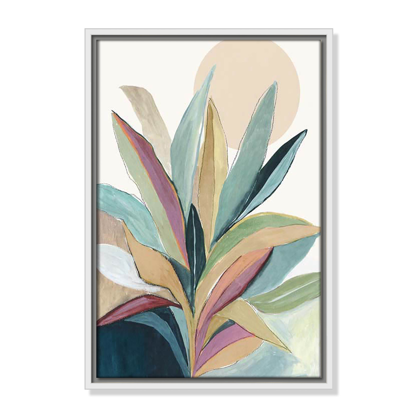 Sherbrooke Sunny Bright Leaves I by Asia Jensen Print, No Mat, White Floater Framed, 19.5" H x 13.5" W x 2" D