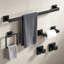 Ensemble de barre à serviettes 5 pièces noir mat, porte-serviettes de salle de bain moderne 23,82 pouces, porte-serviettes mural en acier inoxydable SUS304 pour accessoires de quincaillerie de salle de bain