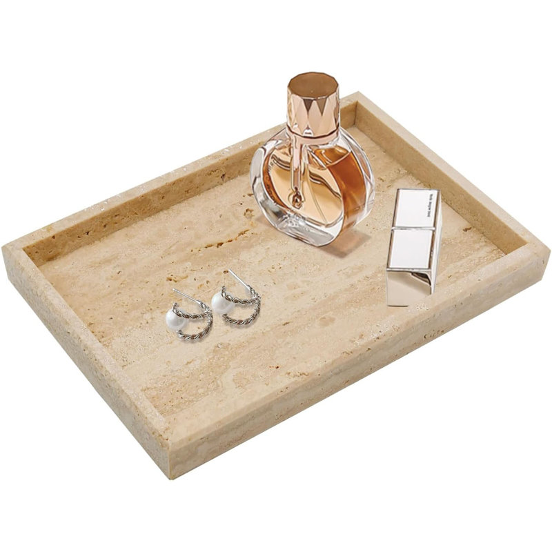 Cuisine et bureau, plateau en pierre de travertin rectangulaire pour bijoux