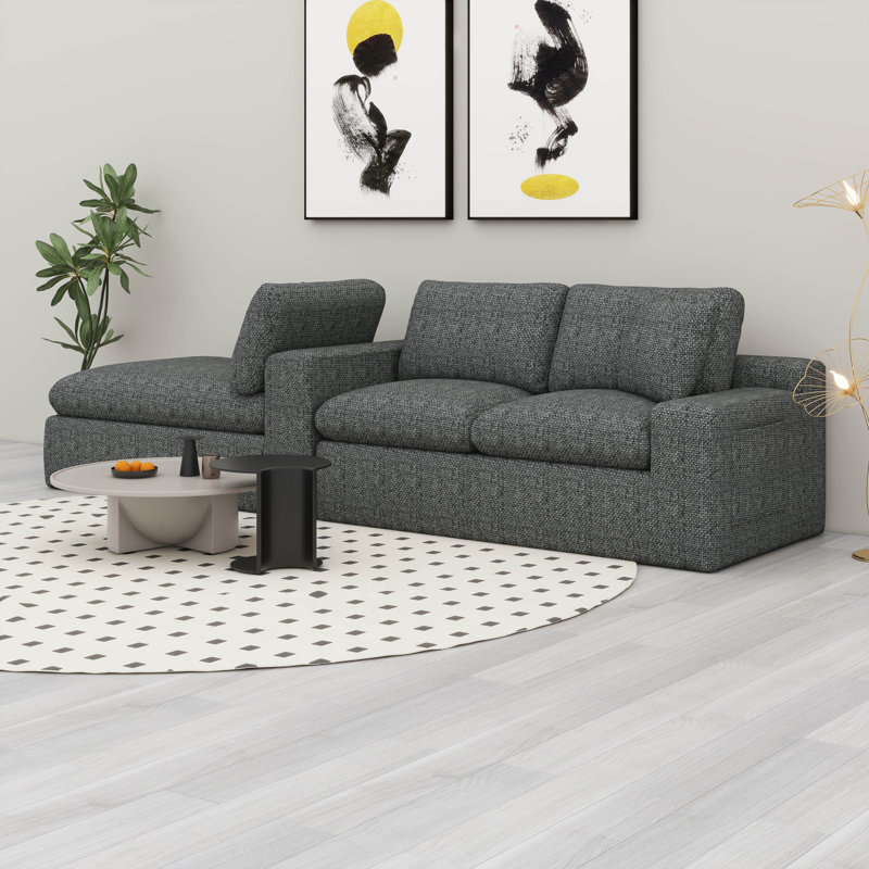 Canapé modulaire Cloud, canapé en chenille double couche avec assise profonde et poches latérales, Gris
