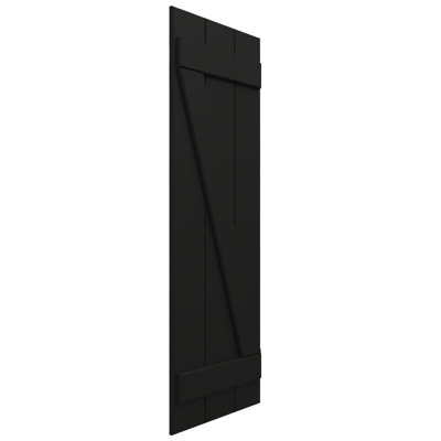Volets en composite à trois planches EnduraCore l 16 1/8 po x H 62 po avec barre en Z, noir (par paire - quincaillerie non incluse)