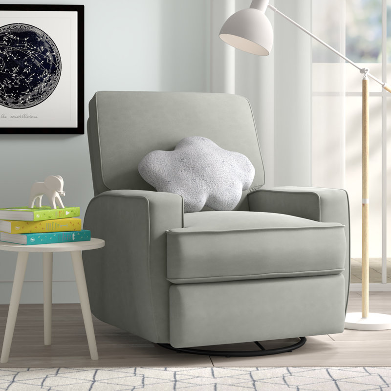 Fauteuil oscillant, inclinable et pivotant rembourré Abingdon, Velours gris