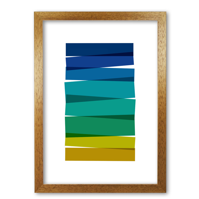 Stripes I - Single Picture Frame Print, 42 cm H x 30 cm W x 5 cm D, Honey Oak Frame