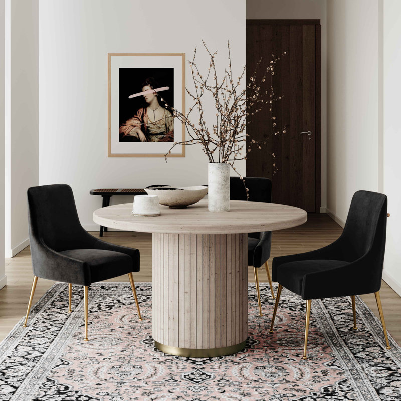 48.3cm H Velvet Upholstered Side Chair, Black
