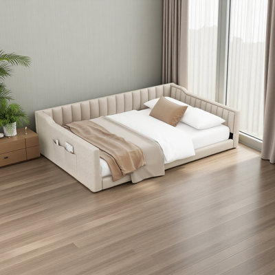 Upholstery Daybed And Side Storage Pocket