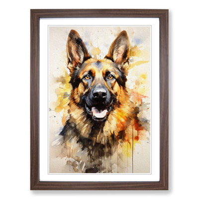 German Shepherd Modern - Single Picture Frame Print on Wood