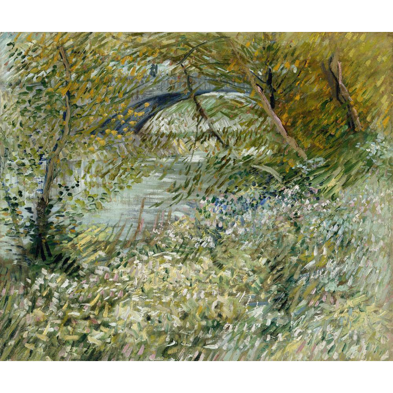«River Bank in Springtime» par Vincent Van Gogh - Art mural sur toile tendue avec châssis, H 24 po x l 17 po