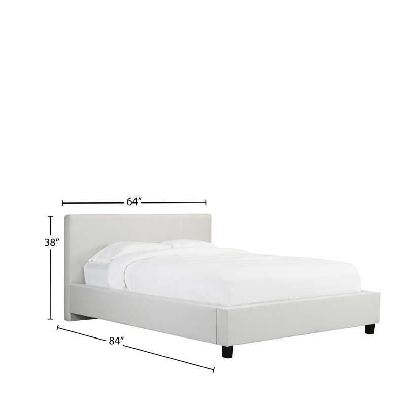 Lit plateforme tapissier à profil bas Heathfield, Double, Blanc cassé