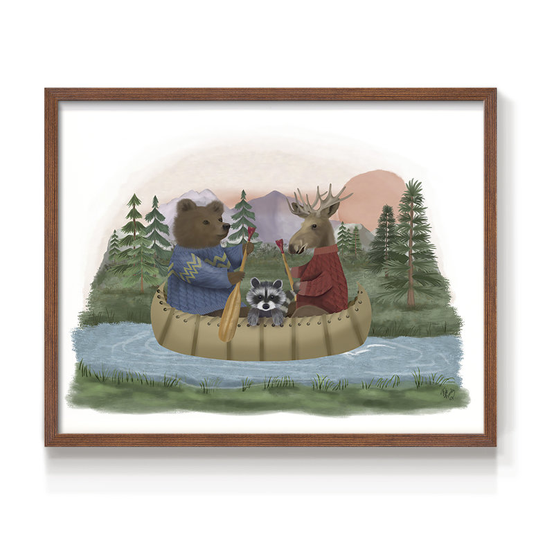 River Trip -Framed Print - Restickable, 16" H x 20" W, Walnut