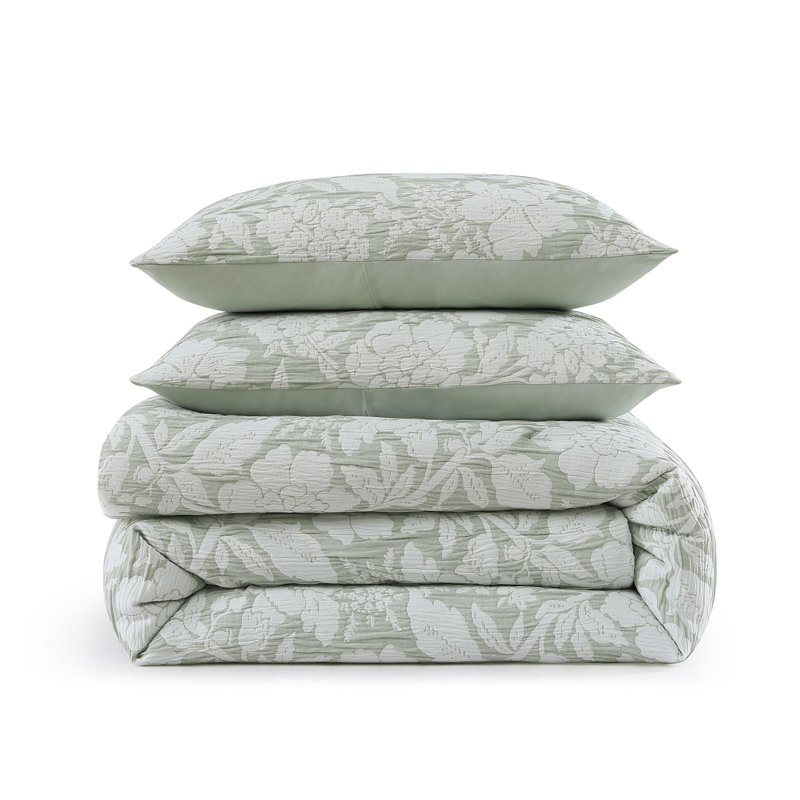Ensemble de housse de couette réversible à motif floral Stone Cottage, Vert, Housse de couette très grand et 2 très grandes t
