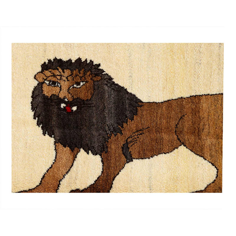 Décoration de lion persane faite à la main 2 pi 1 po x 3 pi Gabbeh