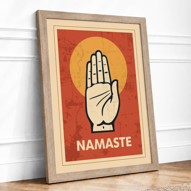 Namaste Hand Geometric - Framed Print, A1 - 84.1 x 59.4 cm, Oak