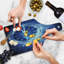 Ambesonne New Year Tempered Glass Cutting Board Snowflakes Pattern Blue