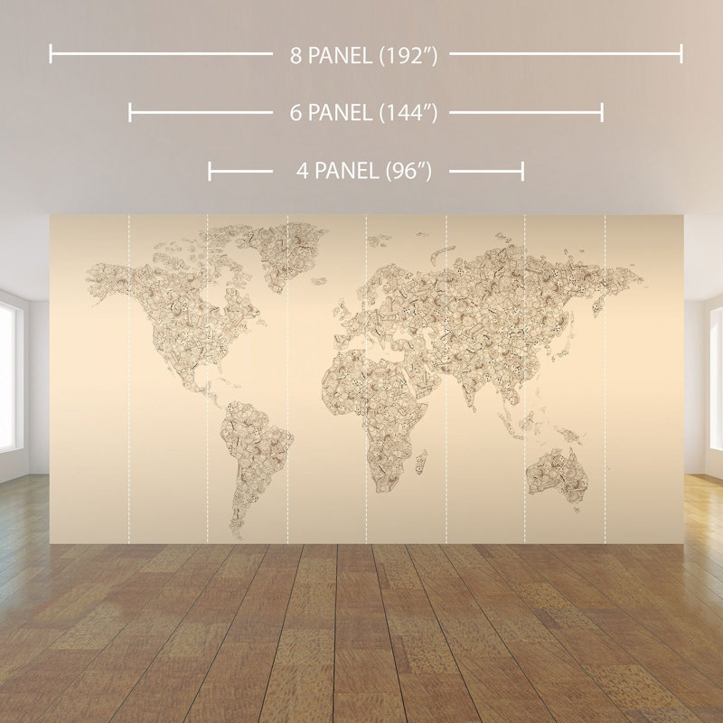 Panneau de papier peint Thorith Map, L 100,08 po x l 96 po