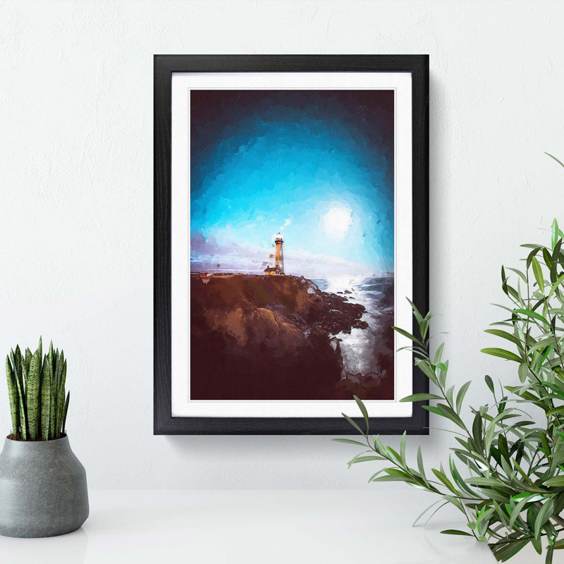 Pigeon Point Lighthouse - Picture Frame Graphic Art Print, 65cm H x 48cm W x 2cm D, Black Framed