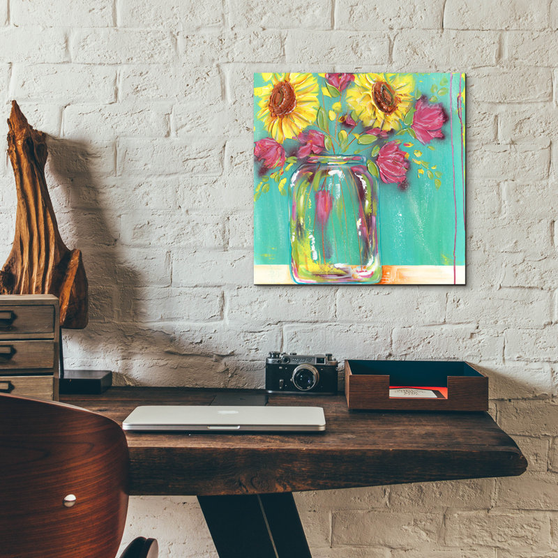 «Mason Jar Flowers» par Estelle Grengs, H 12 po x l 12 po x P 0,13 po