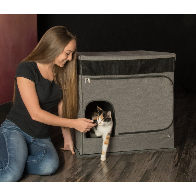 Pro Pawty Polyester Blend Litter Box Enclosure, Soft Charcoal