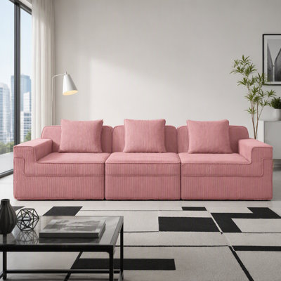Modular 3 Seat Boneless Sofa, Cloud Sectional Couch with Deep Seat, Modern Design and Throw Pillows for Ultimate Comfort and Relaxation