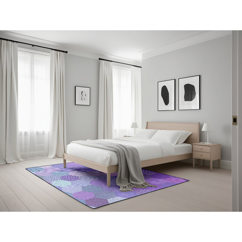 Tapis mauve / turquoise Erving, Rectangle 5 pi x 7 pi