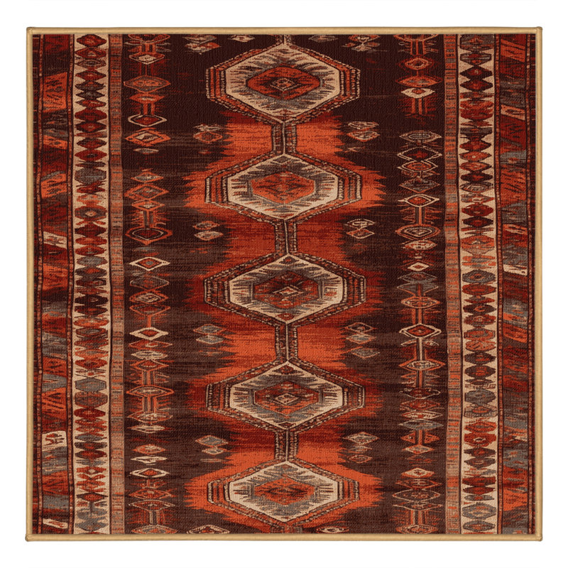 Tapis brun turc lavable à la machine, Carré 7 pi