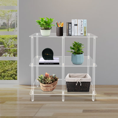 3-Tier Freestanding Clear Acrylic Small Entryway Table With Open Shelves