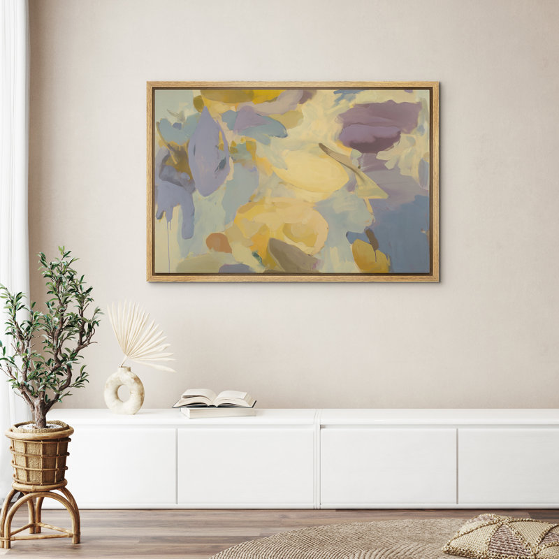 Doux pastel abstrait, décoration murale encadrée sur toile, art mural, Naturel, H 24 po x l 36 po x P 1,5 po
