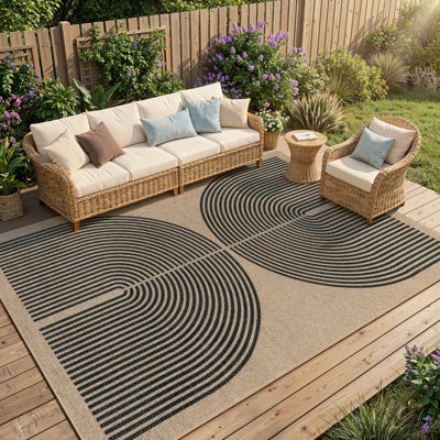Narze Modern Easy Jute Machine Washable Area Rug Outdoor Rug with Non-Slip Backing for Living Room, Dining Room, Bedroom