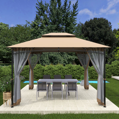 Pavillon de jardin en fer à toit souple avec toit double