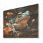 «Blue Frog On Glass Effect - Frogs & Toads», art mural sur bois de pin naturel-101406578