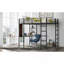 Lit mezzanine double en métal avec 2 tablettes et 1 bureau, noir-46120711